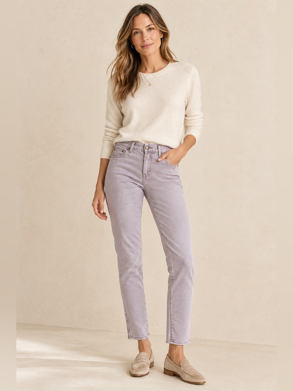 Free People Lavender Straight-Leg Jeans